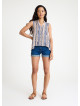 Shirt Collar Asymmetric Cut Beige Ethnic Blouse 4562